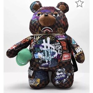 Graffiti Bear Plush with Green Cap
